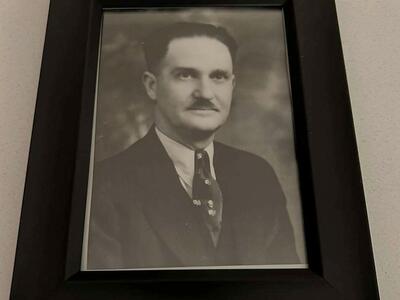 Original and framed press photo of former Ogden City Chief of Police, A.E. Wilfong