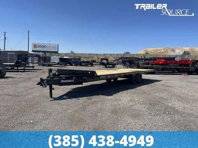 8.5x26 Diamond C DEC 207 Deckover Equipment Trailer - 15.5K GVWR Slide Out Ramps, Spare Mount, Tongue Box