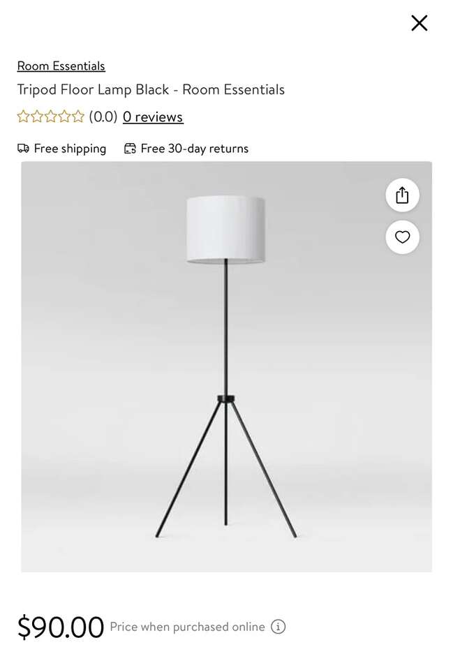 Tripod Floor Lamp Black - Room Essentials