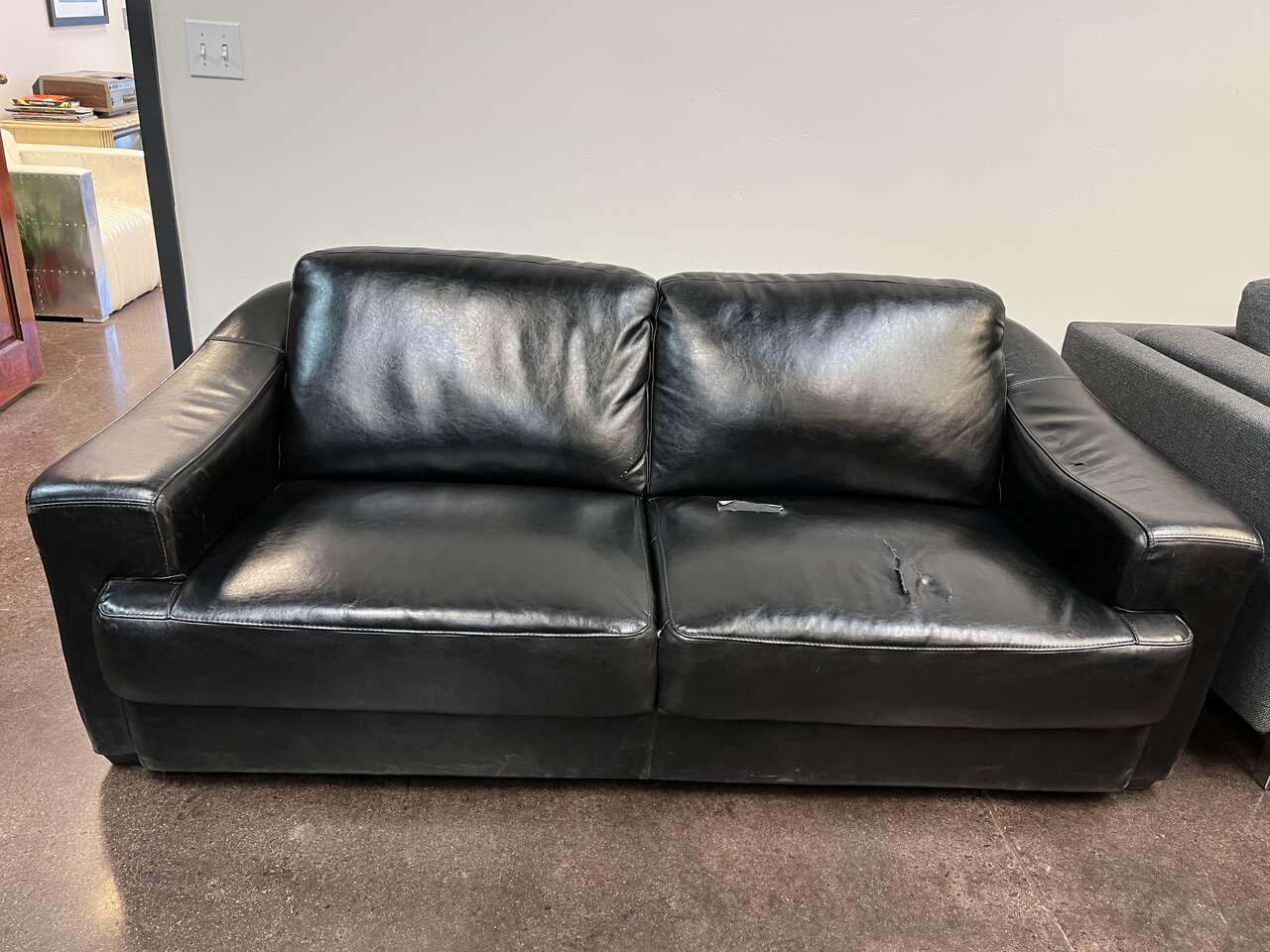 Black Leather (Faux) Sofa FREE Furniture