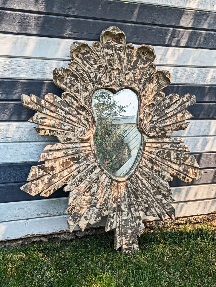 Gorgeous Ornate Hardwood Beveled Frame - Guild Master - Sunburst Rococo Indonesian Hardwood - 4x5 - Extra Large Statement Piece