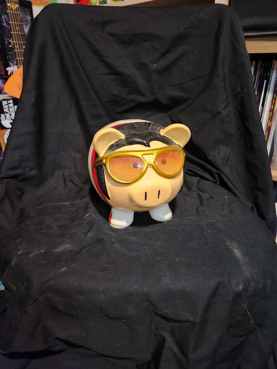 ELVIS PRESLEY Piggy Bank FAB Starpoint Ceramic Vegas Jumpsuit Gold Shades Buckle