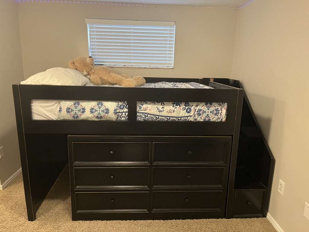 Full Size Loft Bed with StairsBlack Furniture