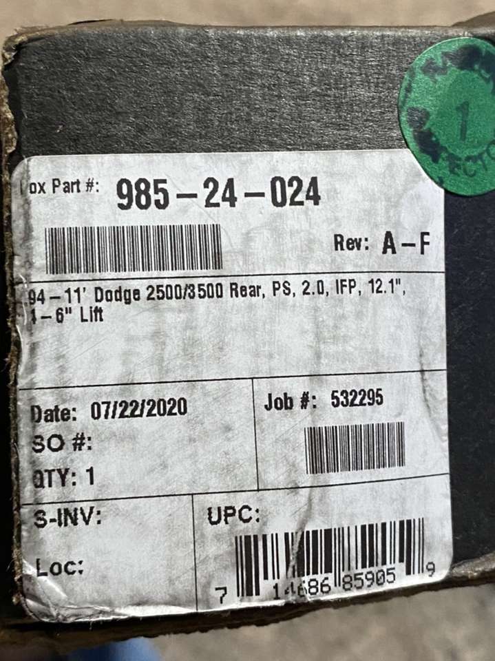 1 FOX Rear Shock Absorber 94-11 Dodge 2500/3500
