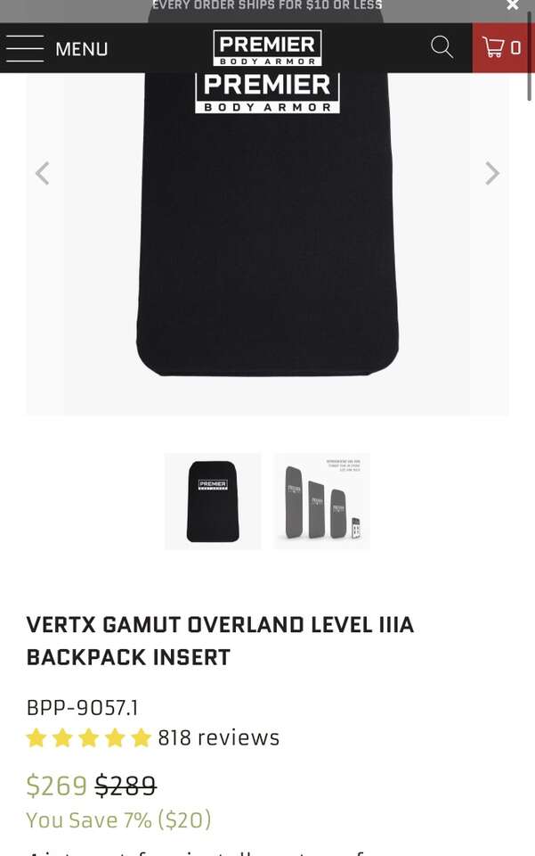 Premier Body Armor Panel For VertX Gamut Overland