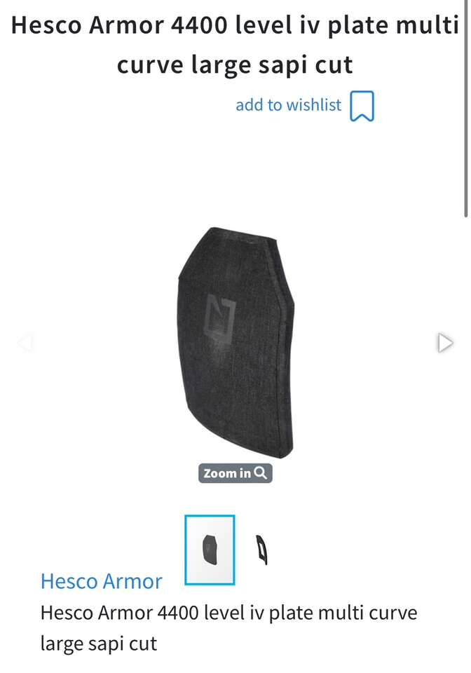 HESCO 10x13 Level IV Composite Ballistic Plate