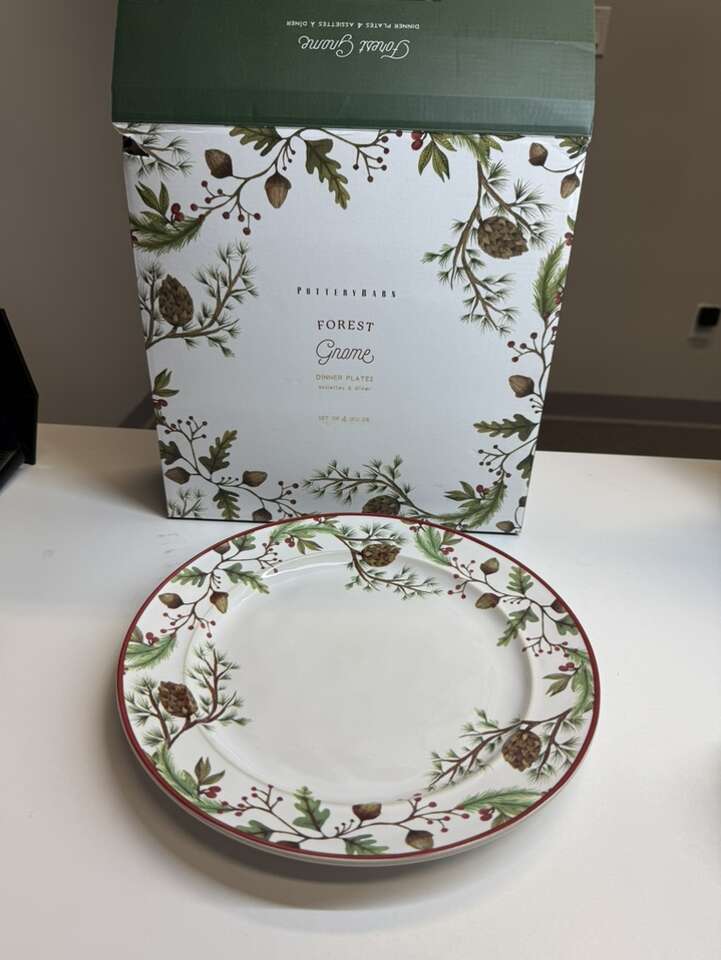 Pottery Barn Forest Gnome Dinner Plates Set Of 4