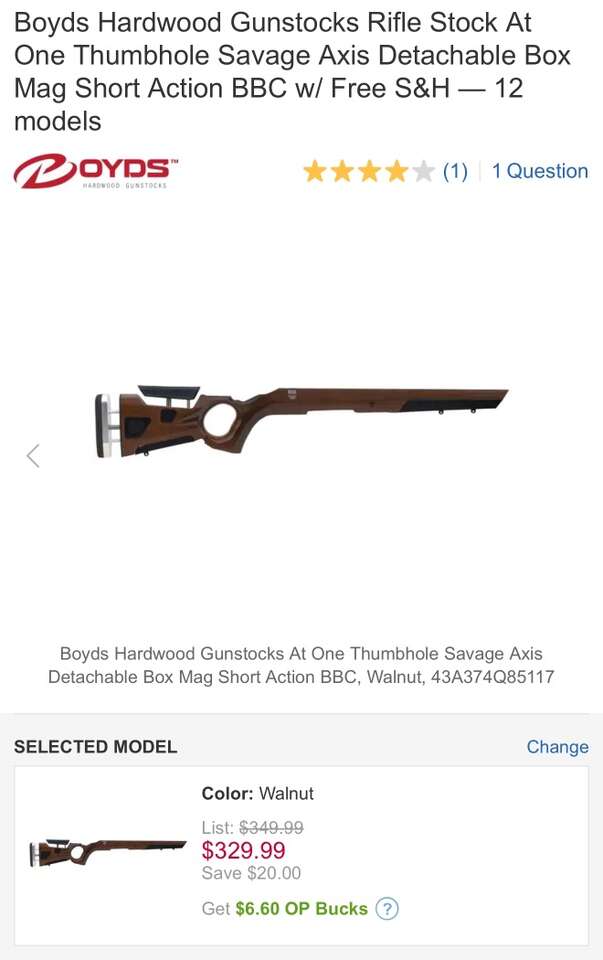 Boyds Walnut Stock For Savage Axis Short Action