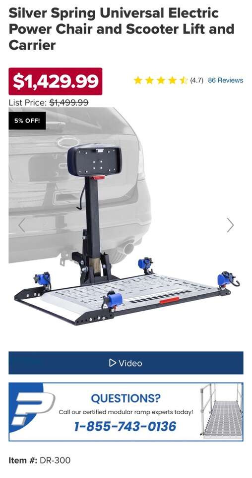 Hitch Mounted Electric Wheelchair Scooter Carrier