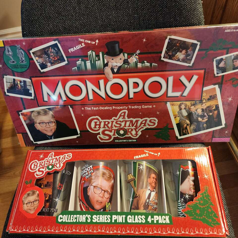 A Christmas Story Monopoly and Tumblers