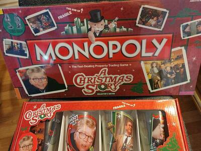 A Christmas Story Monopoly and Tumblers
