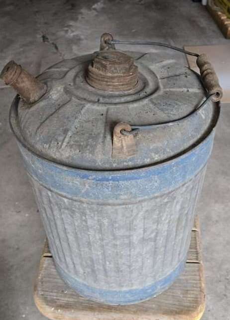 Vintage galvanized gas can