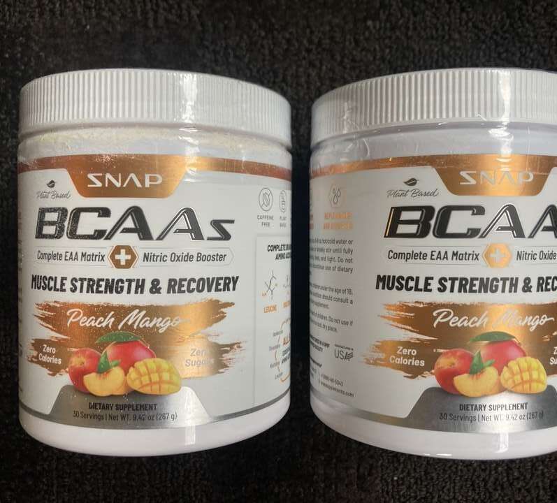 SNAP Supplements BCAA Powder Peach Mango Amino Energy NEW EXPIRED 2 PACK