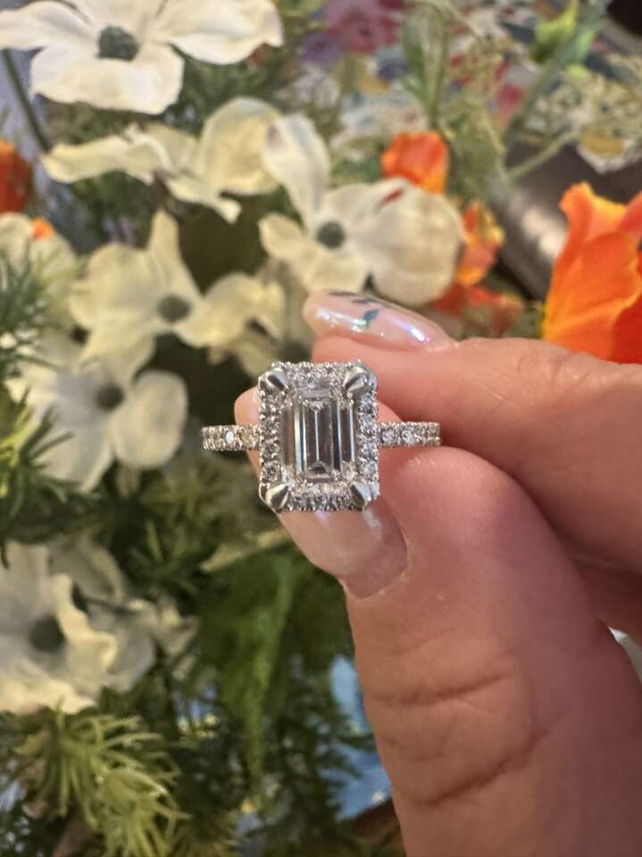 Custom 14k White Gold Engagement Ring Size 5