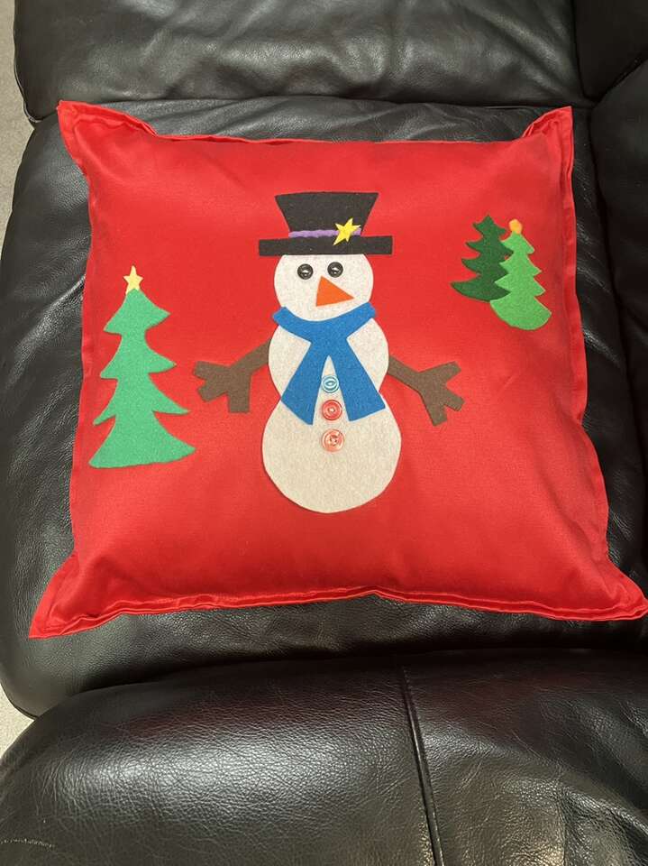 Cute Big Red Snowman Pillow