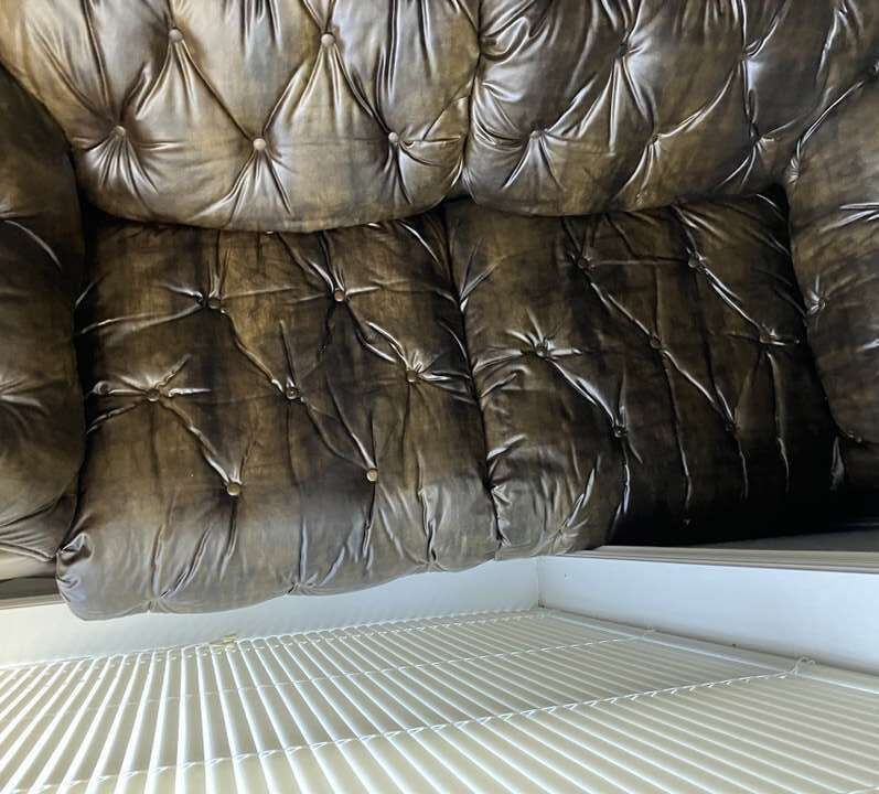 Brown Vinyl Loveseat - Vintage