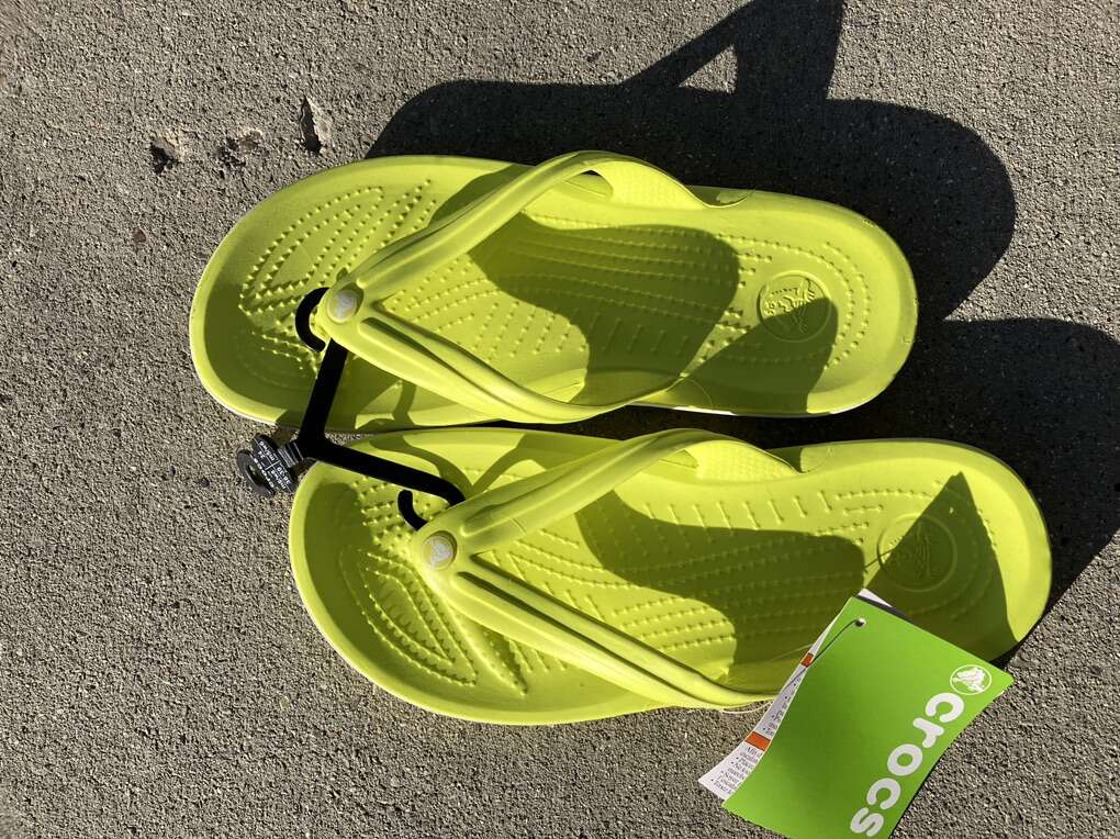 Brand New Lime Green Crocs Flip Flops
