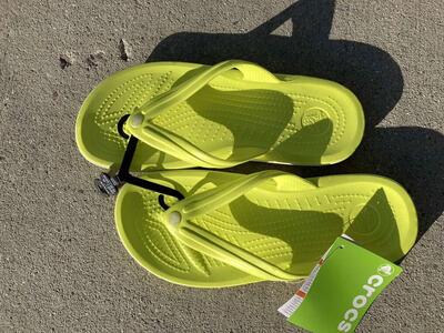 Brand New Lime Green Crocs Flip Flops
