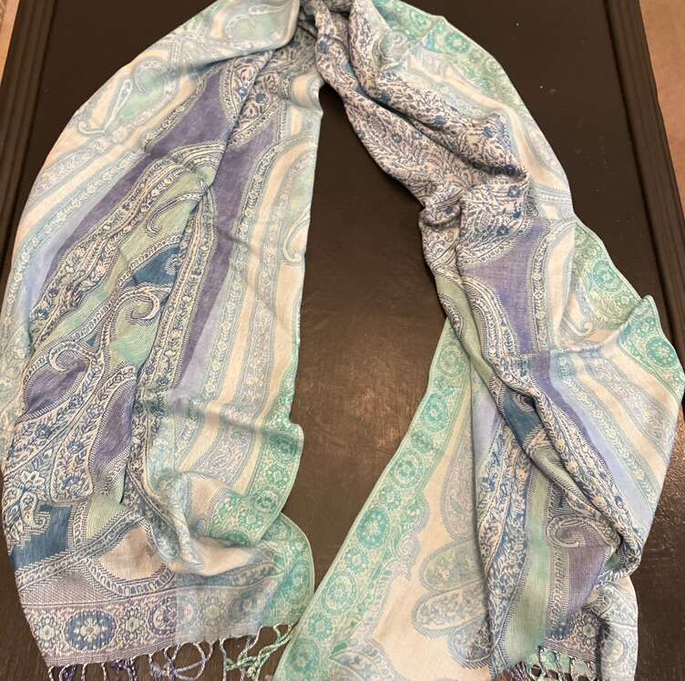 Teal Scarf- Dressy With Tassels