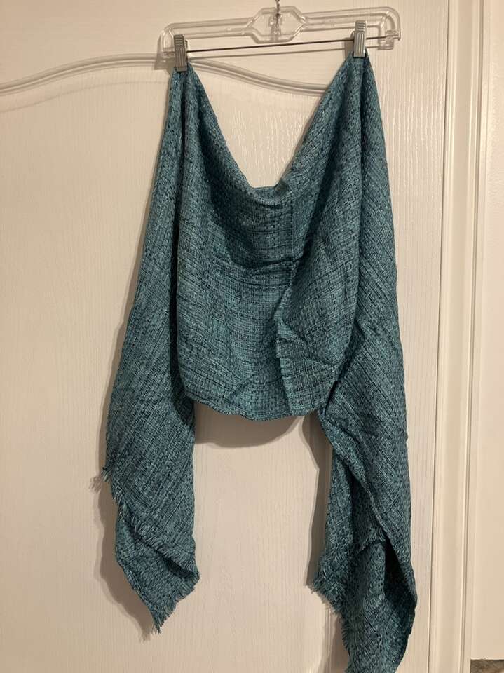 Teal Scarf With Silver Thread - Dressy