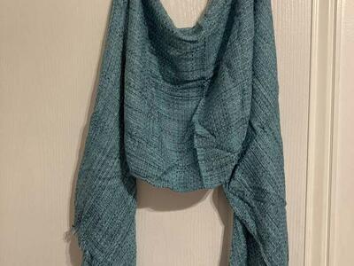 Teal Scarf With Silver Thread - Dressy