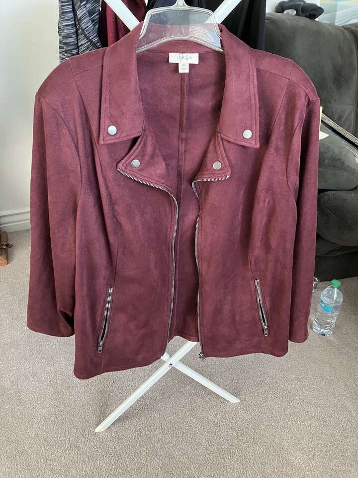 Style And Co Suede-like Jacket - Maroon