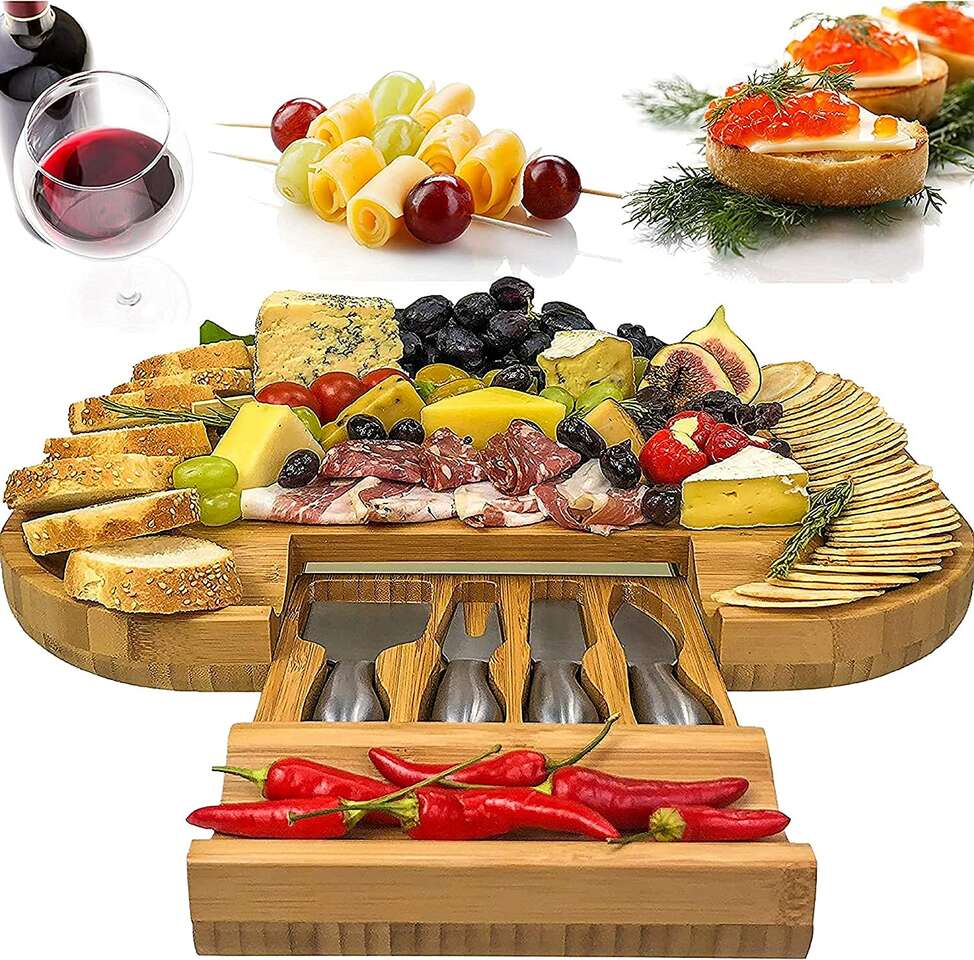 Solander Skelf large Cheese Board and Knife set, Charcuterie board, Bamboo, New