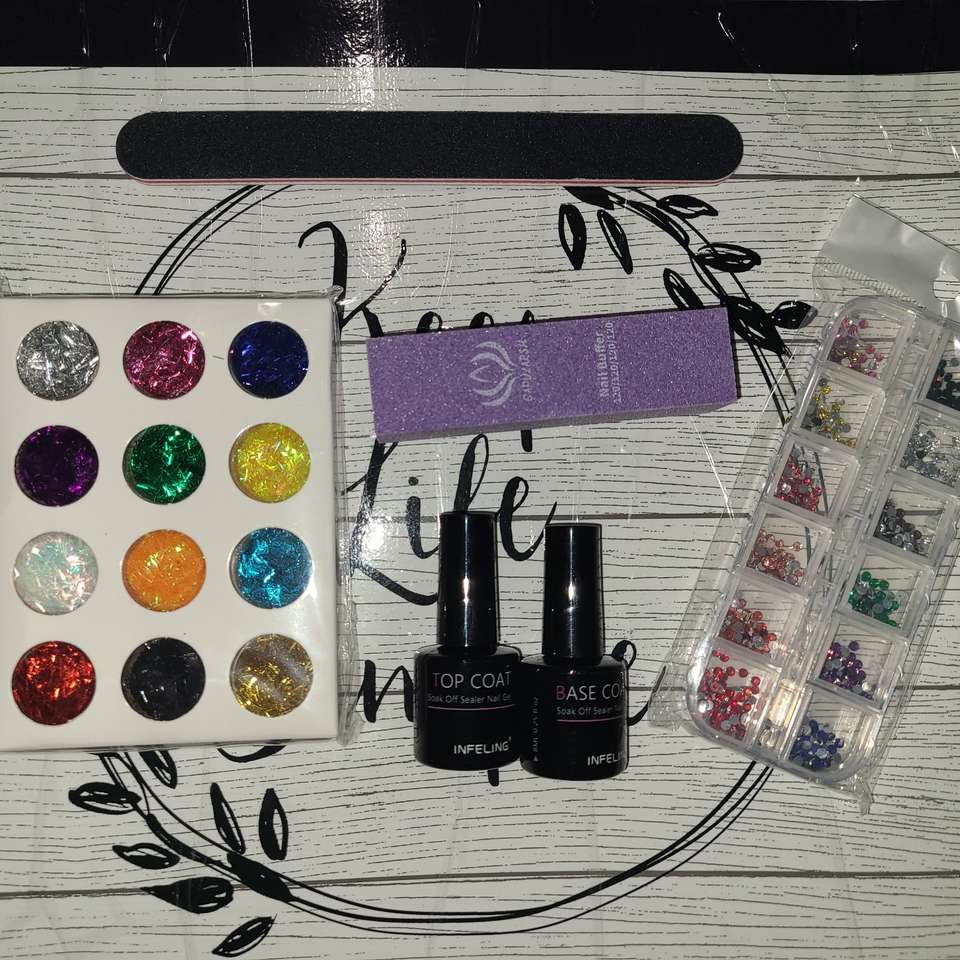 Nail Art Supplies Glitter Rhinestones Top Base Coa