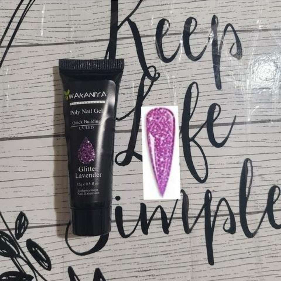 Polygel Nail Glue Nail Extension Glitter Lavender