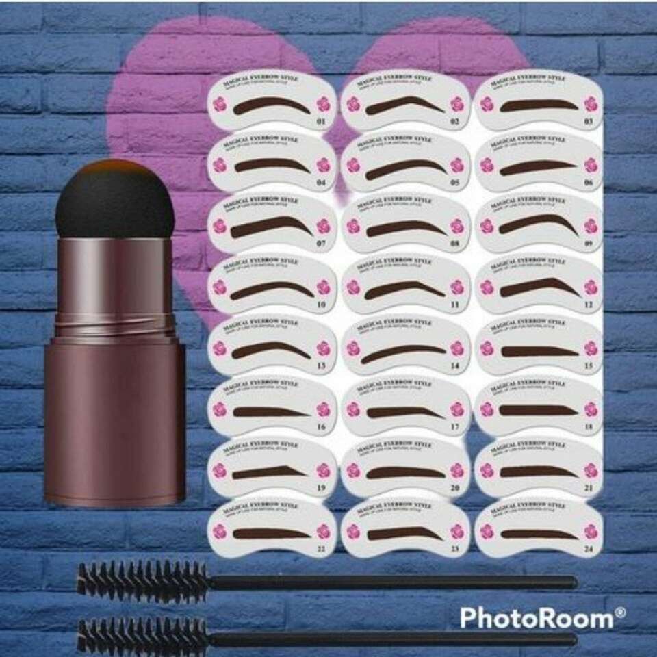 Dark Brown Eyebrow Stamper Kit Stencils New