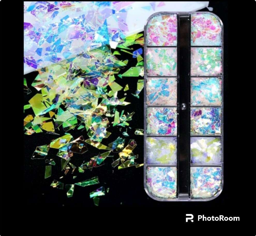 Shiny Ultra-Thin Aurora Irregular Flakes New