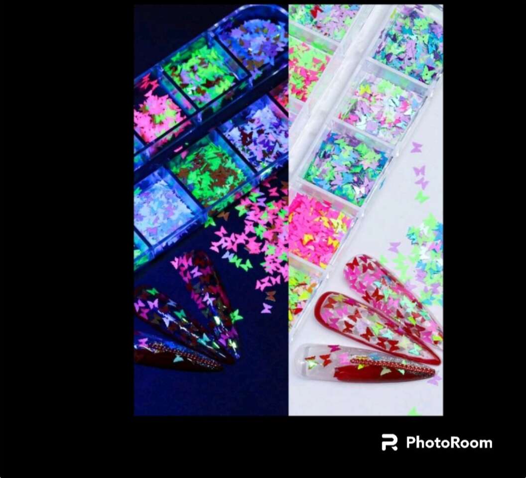 Glow-in-the-Dark Glitter Nail Sequins New