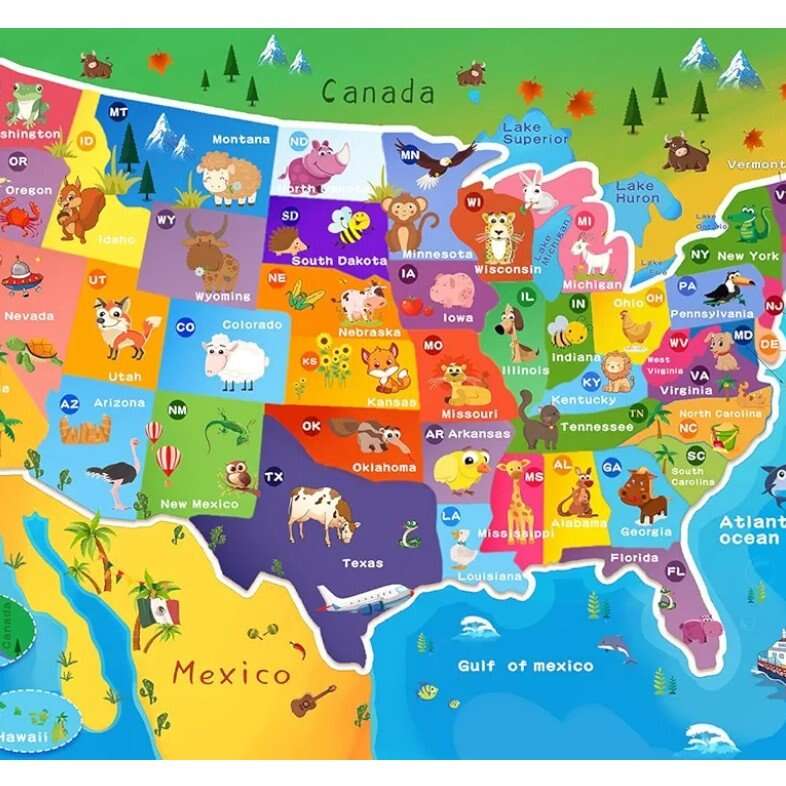 Kids Jigsaw Puzzles New US Map