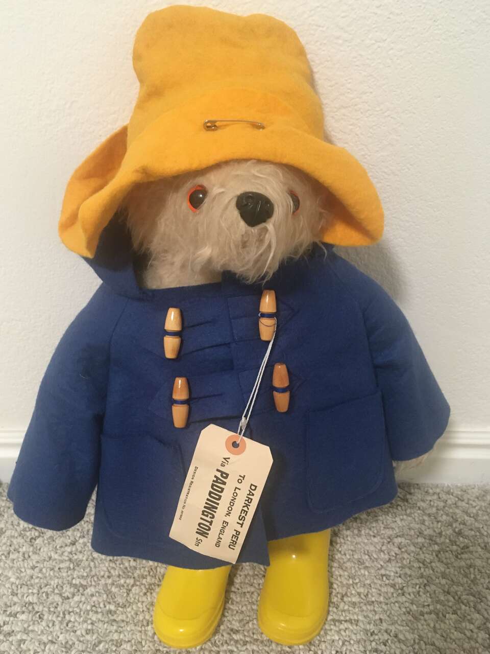 Vintage RARE HTF Paddington Bear 20" Large Stuffed Animal Plush -Hamleys England