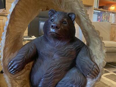 Large Bear wood carved sculpture