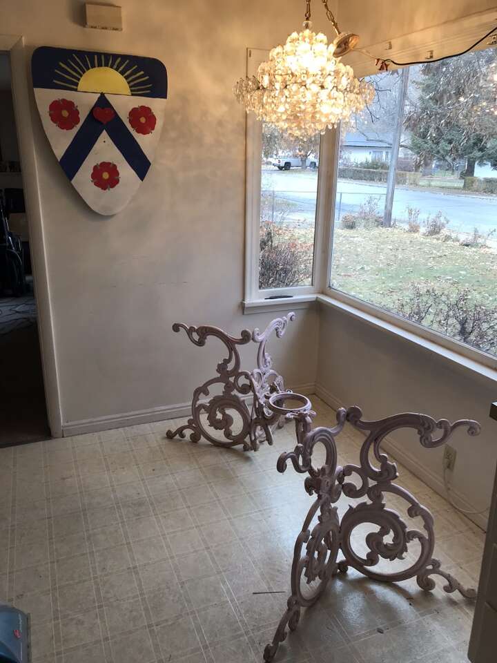 Vintage Ornate Cast Aluminum Table Base Plant Hold