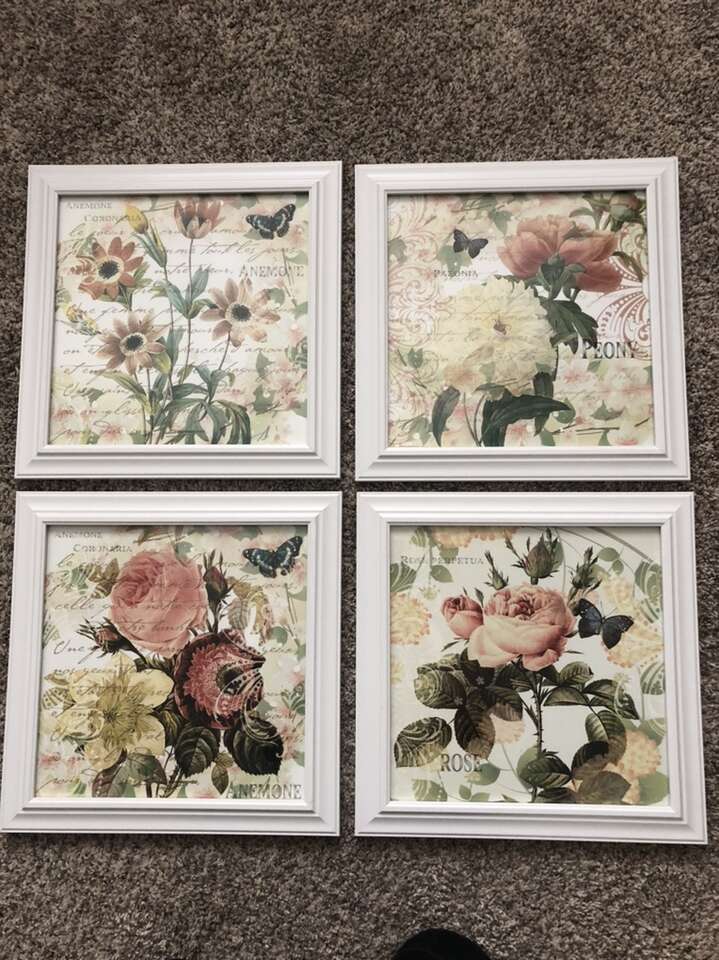 Set of 4 Vintage Pictures W/Frames