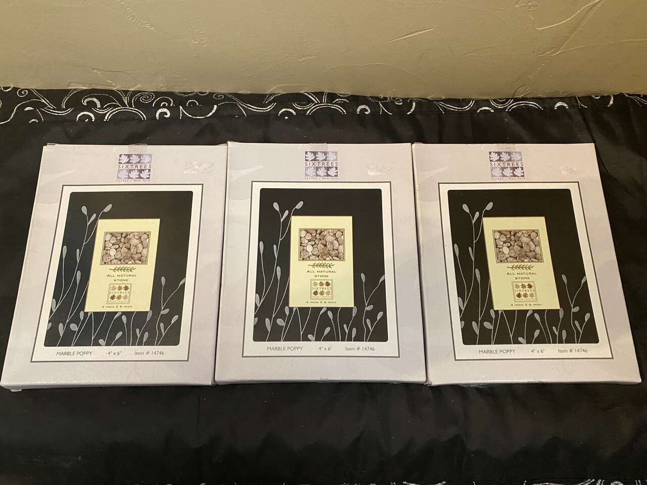 NEW- 3 Gorgeous ETCHED BLACK GRANITE 4x6 Frame - $8 ea OR 3/$20 7x9 Around - See Photos