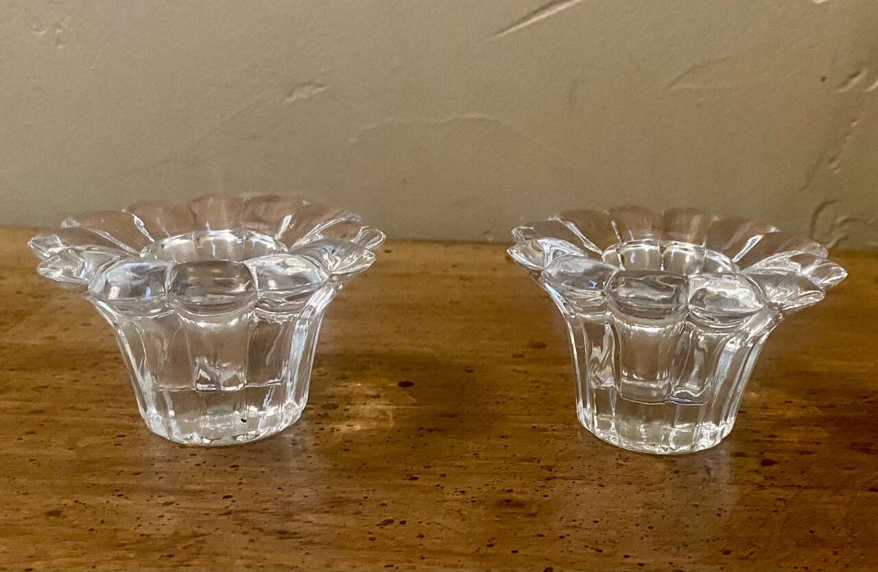 Beautiful Bubble FOREVER CRYSTAL Candle Holders In Box - Used On Amazon $20 - Indonesia - C PIX