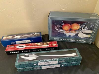 Beautiful Silver Plated Utensils and A Large Oval Serving Basket - Most Never Used - PRICES VARY - C PIX