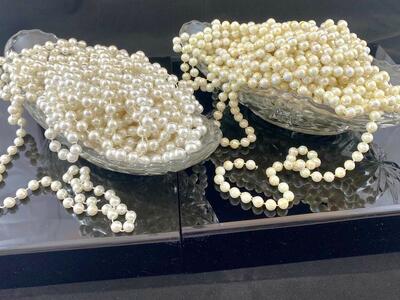 Beautiful QUALITY Pearls On String - Slightly Different In Colors and Lengths - 36 ft and 39 ft - See Photos For Details