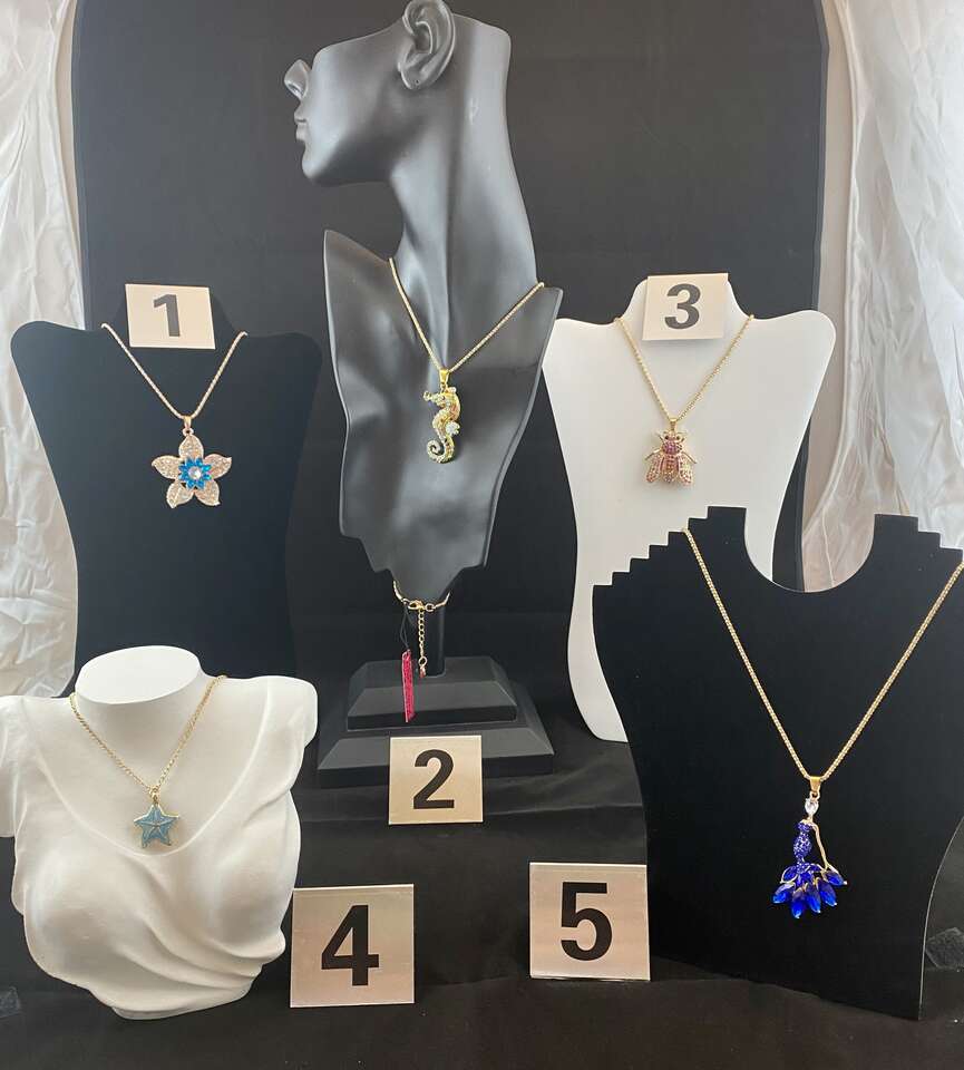 NEW - Designer Betsey Johnson Bling Rhinestone Necklaces- Very Beautiful - Prices Vary See Photos.