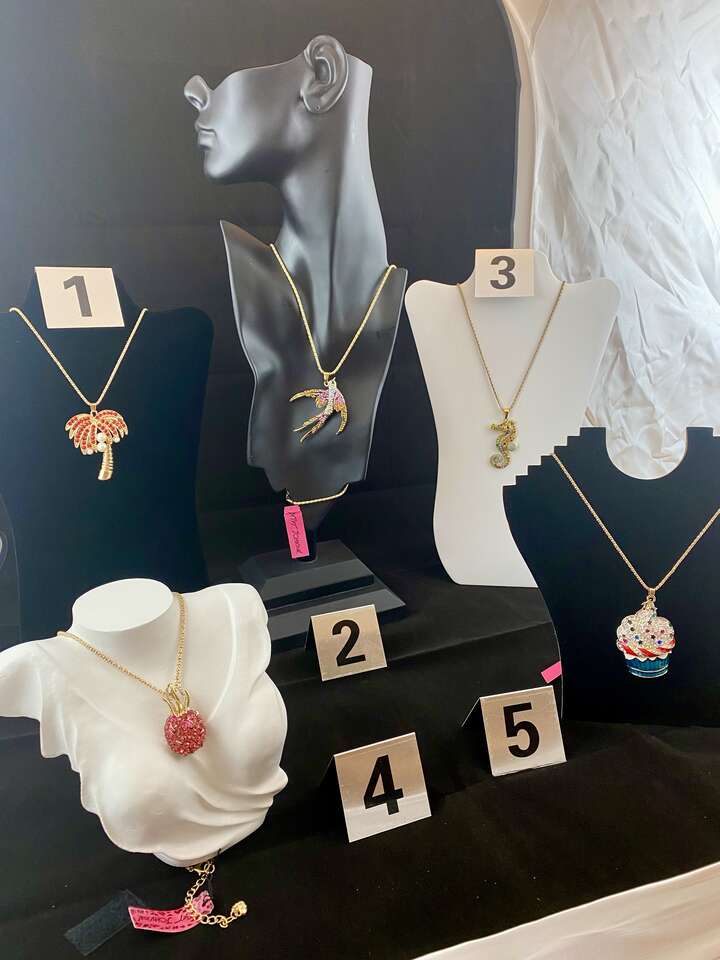 NEW - Designer Betsey Johnson Bling Rhinestone Necklaces- Very Beautiful - Prices Vary See Photos