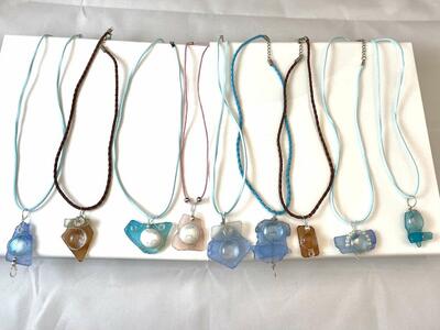 NEW - Summer Beach Glass Wire Wrapped Necklaces - Great Deal $8 Ea. - See Photos Many To Choose From.