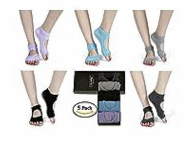 NEW - Five Pair of EcoCity Toeless Yoga Socks - Brand New In Sealed Box - See Photos