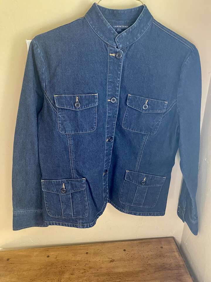 NW/OT - Womens L Lands End Denim Jacket/Blazer - Cute Pockets Large Buttons - Nice Details - C PIX