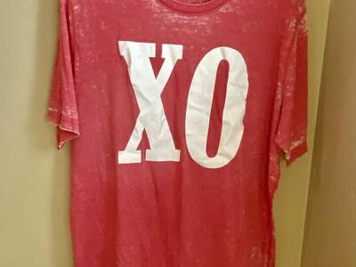 NEW! Womens XL RED XO Acid Washed Short Sleeve Long Enough w/ Leggings - So Soft - C PIX