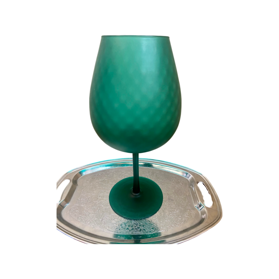 Midcentury Modern Beautiful Green Optic Quilted Italian Glass - Wonderful Glass Variations - C PICS