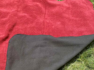 Like NEW - Stunning Red N Gray Reversible Thick Blanket/Throw SZ 47x60 - Blanket Stitch - C PIX