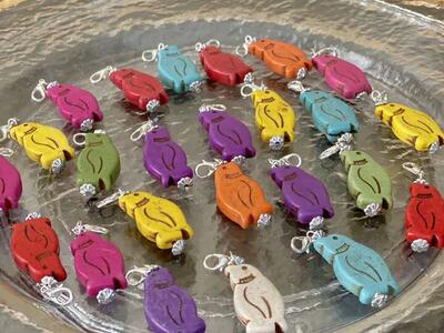NEW Bright Carved Turquoise Penguin Pendants 4/$10 - Great 4 Necklaces Or Clip Them Anywhere- C PICS